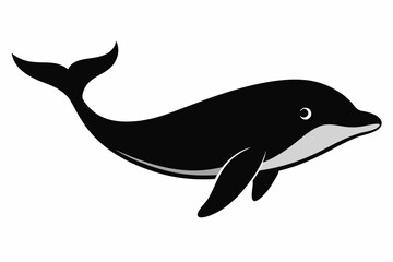 Fototapeta premium Vector black whale silhouette vector isolated on white background
