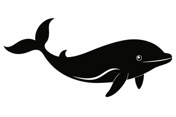 Vector black whale silhouette vector isolated on white background