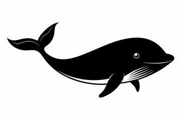 Vector black whale silhouette vector isolated on white background