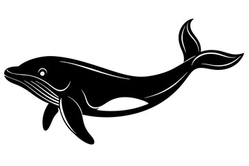 Vector black whale silhouette vector isolated on white background