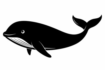 Vector black whale silhouette vector isolated on white background
