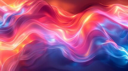 Obraz premium Glowing abstract background with vibrant, neon hues and a glossy, reflective surface that creates a resplendent and eye-catching visual experience. Watercolor style, high resolution Illustration, in