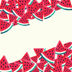 Fresh sliced watermelon for background. Summer Vibe. Vector illustration in flat cartoon style