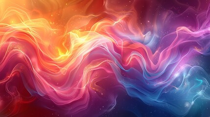 Obraz premium Radiant abstract design with luminous, effervescent colors and shimmering highlights that create a mesmerizing and striking visual display. Watercolor style, high resolution Illustration, in the