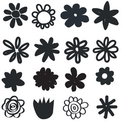 Silhouettes Flower icon set , Abstract botanical flower icon.vector botany floral design.