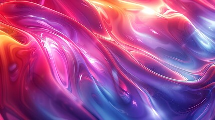 Obraz premium Effervescent abstract design with vibrant, neon colors and a glossy, glossy finish that creates a resplendent and eye-catching visual display. Watercolor style, high resolution Illustration, in the