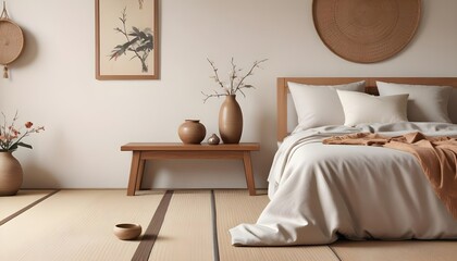 Modern bedroom with bed..