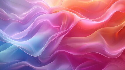 Fototapeta premium Vibrant abstract background with flowing waves of colorful silk-like textures in shades of pink, purple, blue, and orange.
