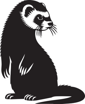 recommend clip art: Simple black and white base line art silhouettes of Ferret