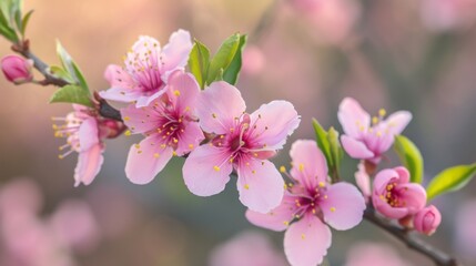 Obraz premium Delicate peach blossoms in full bloom