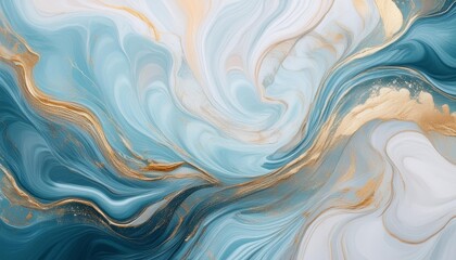 Fototapeta premium abstract background fluid art blue and gold colors
