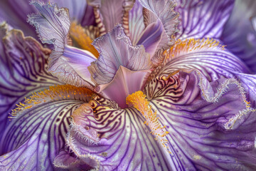A close-up of a Ferraria crispa flower, focusing on the detailed structure and texture of its fringed petals and the center of the bloom - Generative AI