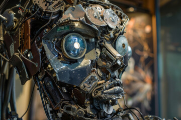 A sculpture created from recycled metal parts and scraps, highlighting the transformation of discarded materials into art - Generative AI