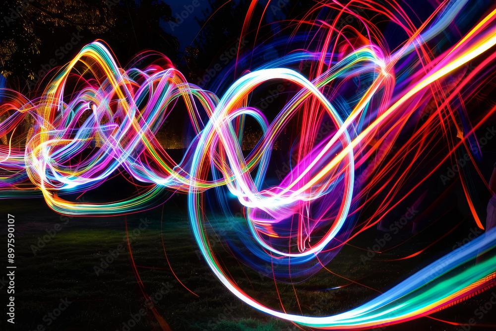 Canvas Prints a visual of a light painting photography session, where special effects are achieved through long ex