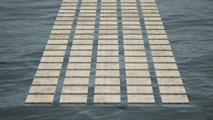 dock perspective abstract multiple block concrete grid