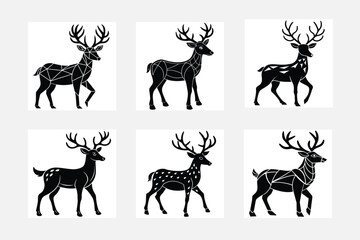 Stunning Set of Running Deer Silhouette Illustrations
