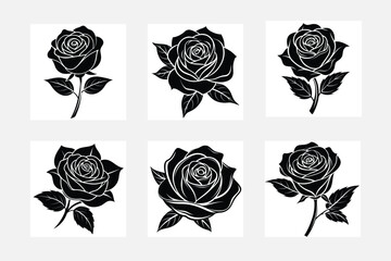Stunning Set of Rose Silhouette Illustrations to Download

