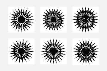 Sun Silhouette Illustration Set: Perfect for Nature-Themed Projects
