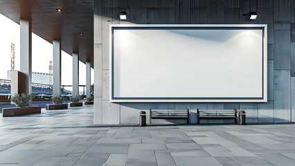 Fototapeta premium A large blank billboard is mounted to a building