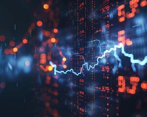 Lightning effects symbolizing the flow of global stock market data, set against an abstract tech background.