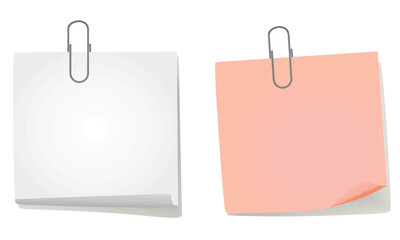 Paper notes with paper clip. vector