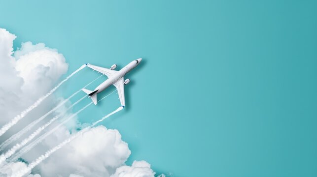 An aerobatic plane in mid-flight, performing a daring vertical climb with smoke trails, set against a vibrant blue sky, showcasing high-speed precision and skill