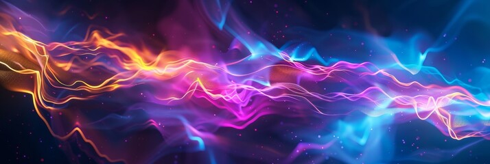 Vibrant digital background features colorful abstract waves of light, creating a dynamic and modern aesthetic