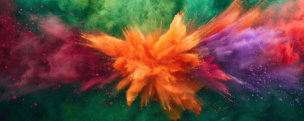 Colorful explosion of powder in midair, vibrant