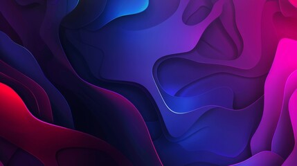 Obraz premium Digital topography with flowing purple and blue neon shapes creating an abstract background