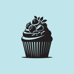 Cupcake vector hand-drawn silhouette illustration
