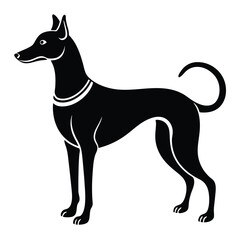Standing Dog Silhouette Pet Animal Vector Illustration on White Background.