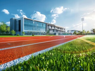 The running track inside a football stadium is usually a circular pathway surrounding the field.