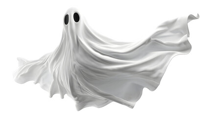 Halloween Floating Ghost, Spooky and Ethereal Decoration for Festive Holiday Celebration, Iconic and Haunting Symbol, png file, isolated on white