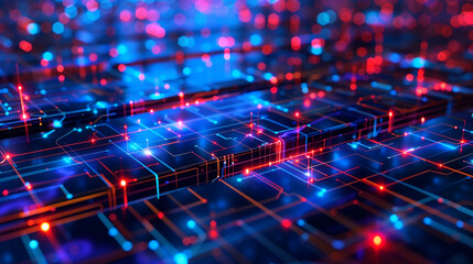 abstract representation of a digital business platform, interconnected nodes and data flow, high resolution, futuristic