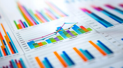 professional business charts and graphs, clear lines, vibrant colors, modern design, high resolution, corporate