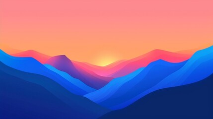 Stunning landscape showcasing a radiant sunset casting golden hues over a majestic mountain range, creating a tranquil and scenic vista