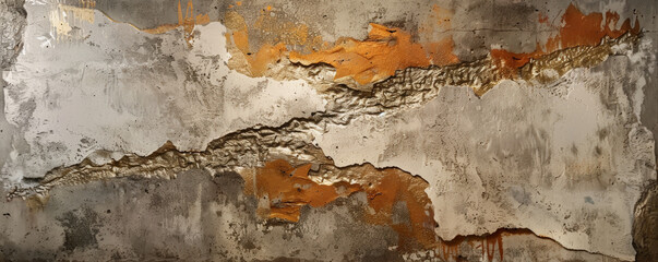 Fototapeta premium A textured abstract design with a blend of metallic accents and earthy tones, ideal for creating unique and stylish wall decor that adds depth and dimension.
