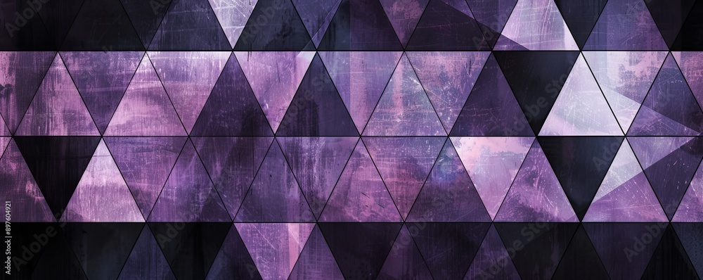 Poster geometric abstract background with purple and black triangles, artistic texture. modern digital art 