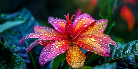 Nature, Close-Up Photography of Exotic Rare Flower with Vibrant Colors in Amazon Rainforest