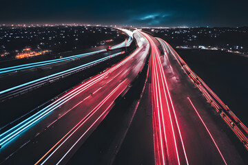 traffic on highway at night