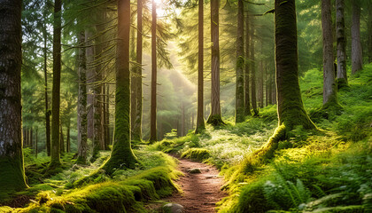 Obraz premium 森林浴 自然 背景画像 Generative AI