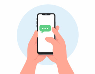 Hand holding smart phone. stock illustration