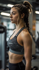 Fototapeta premium Determined Fit Woman in Fitness wear at the Gym