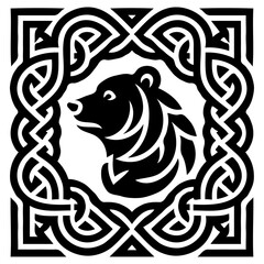 Intricate Celtic Knotwork Bear Head Design