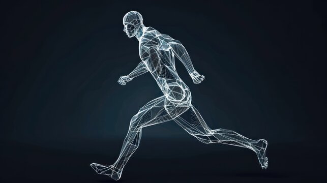 Wireframe Representation of a Running Human Figure
