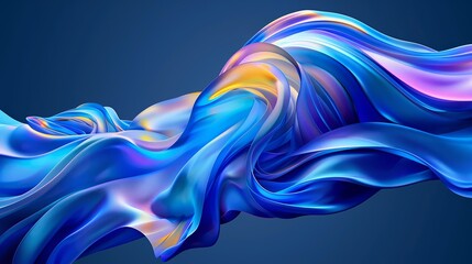 Obraz premium Blue fabric with shimmering yellow and purple highlights flowing against a blue backdrop