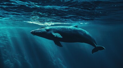 Obraz premium Bowed swimmer Whale