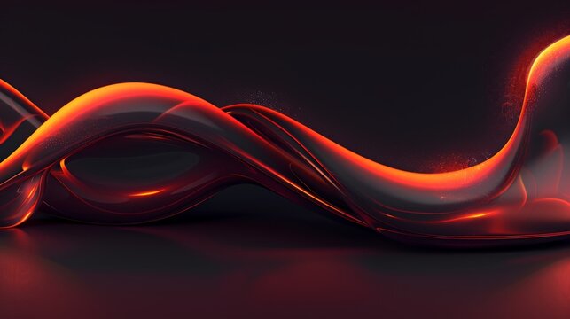 Abstract red and black shape in motion against a dark background, exuding energy and dynamism
