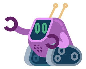 Robot toy icon. Cartoon automatic machinery bot