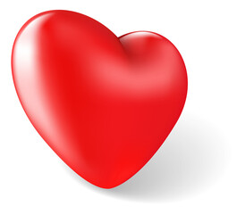 Red 3d heart. Romantic icon. Love symbol